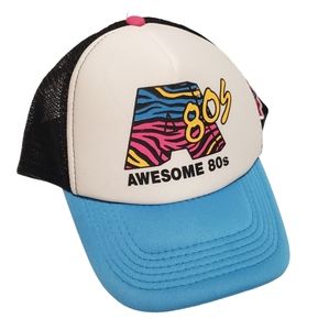 80s Retro Adjustable Snap Back Mesh Trucker Hat Multicolor One Size